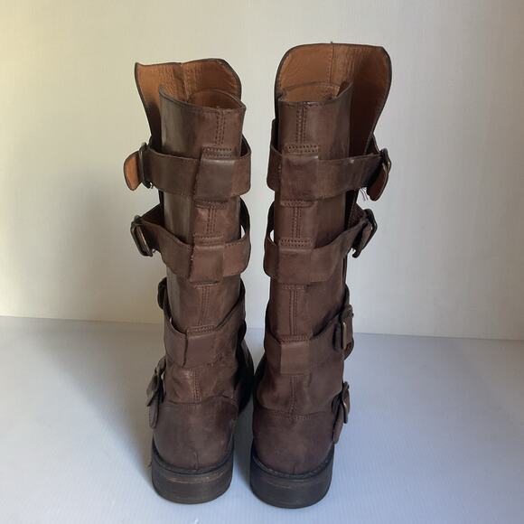 Aldo Riding Boots Brown Leather Tall Buckle Women’s Sz 37 US 6.5 Fall Trendy - Picture 4 of 9